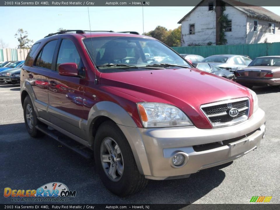 2003 Kia Sorento EX 4WD Ruby Red Metallic / Gray Photo #3