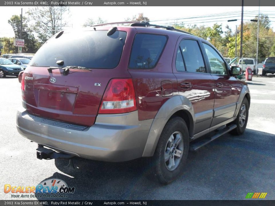 2003 Kia Sorento EX 4WD Ruby Red Metallic / Gray Photo #5