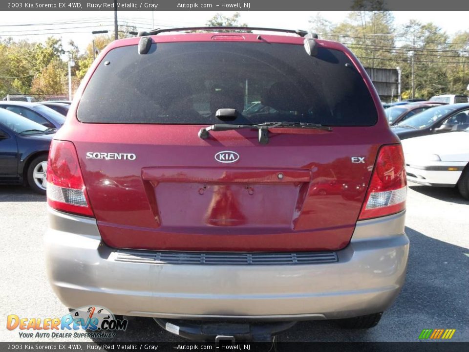 2003 Kia Sorento EX 4WD Ruby Red Metallic / Gray Photo #6