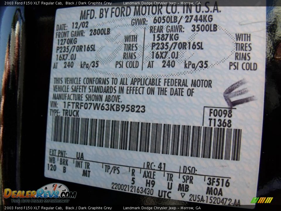 2003 Ford F150 XLT Regular Cab Black / Dark Graphite Grey Photo #26
