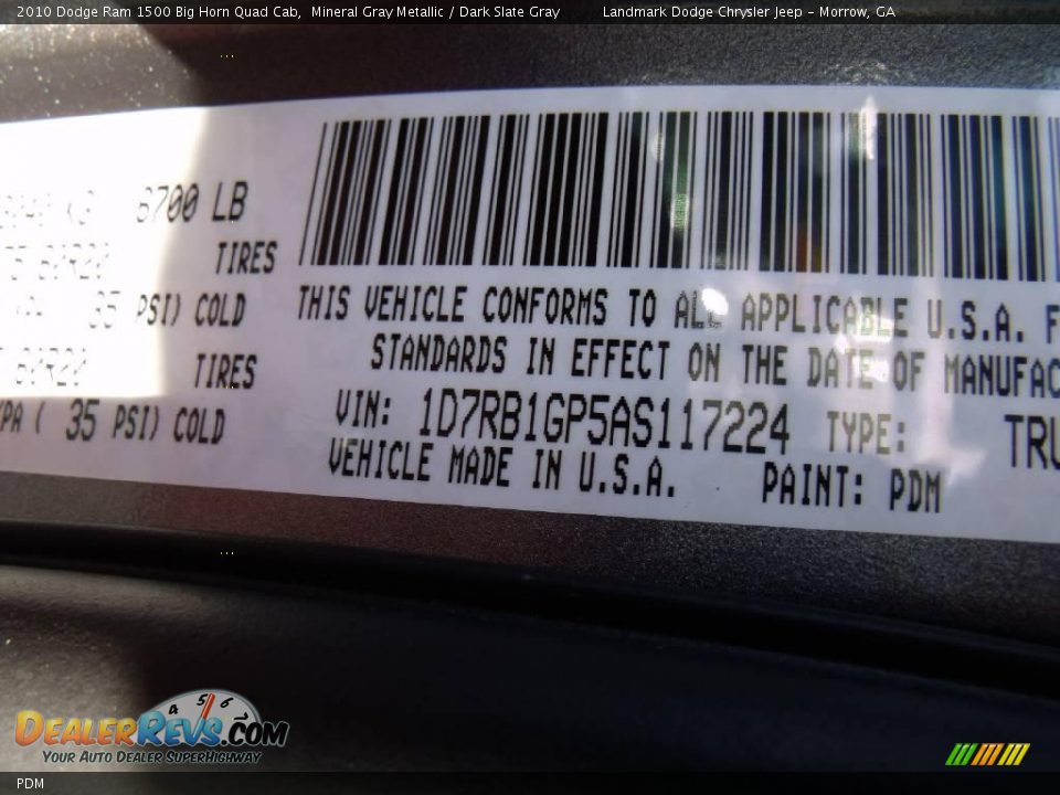 Dodge Color Code PDM Mineral Gray Metallic