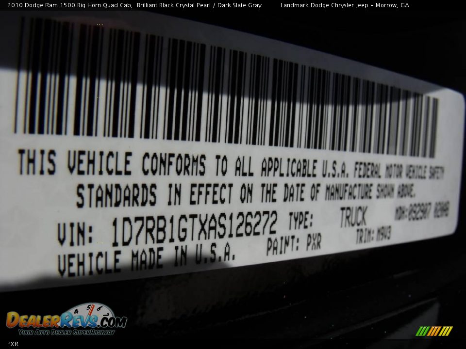 Dodge Color Code PXR Brilliant Black Crystal Pearl