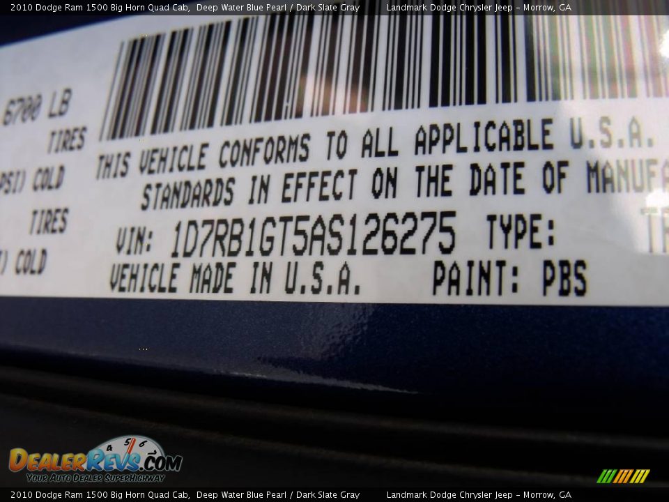 2010 Dodge Ram 1500 Big Horn Quad Cab Deep Water Blue Pearl / Dark Slate Gray Photo #15