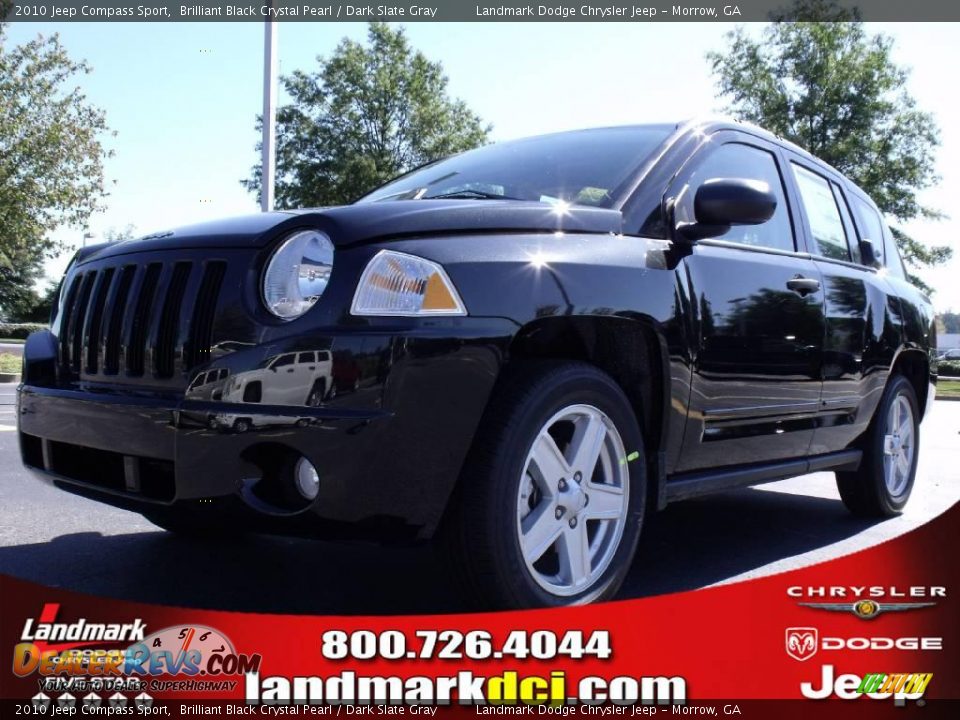2010 Jeep Compass Sport Brilliant Black Crystal Pearl / Dark Slate Gray Photo #1