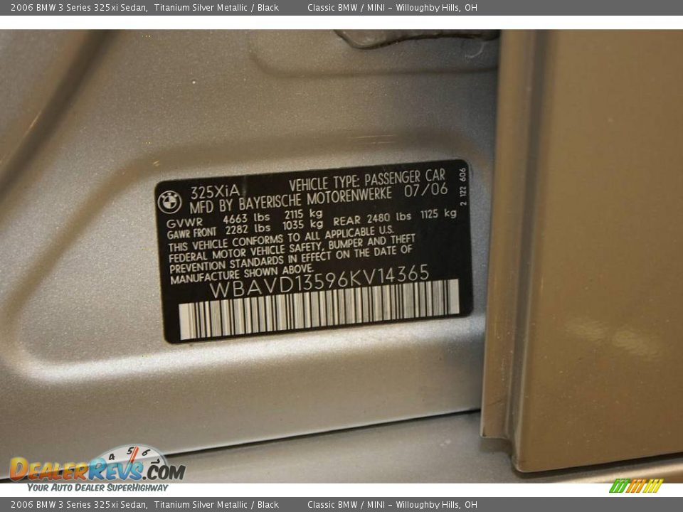 2006 BMW 3 Series 325xi Sedan Titanium Silver Metallic / Black Photo #27