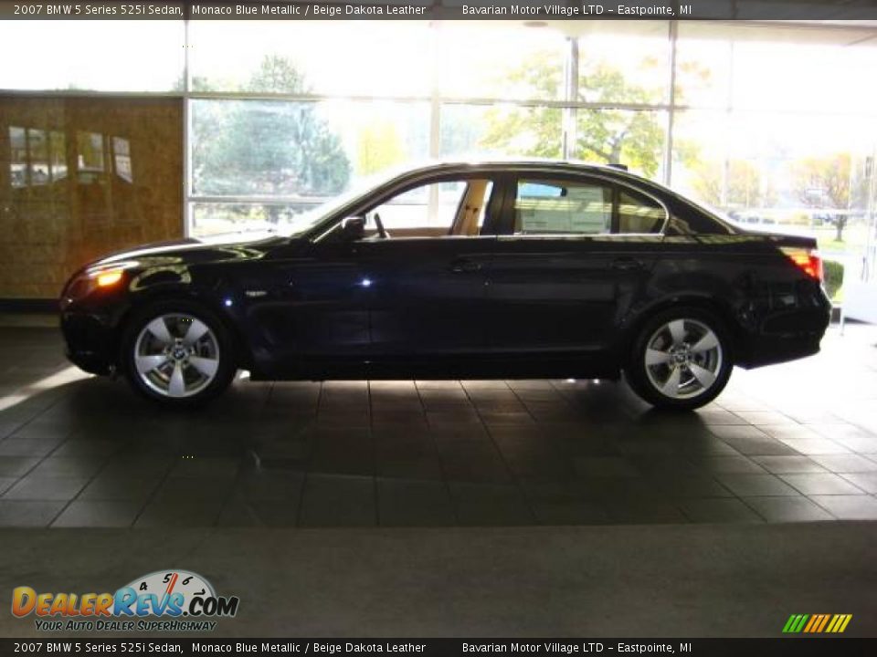 2007 BMW 5 Series 525i Sedan Monaco Blue Metallic / Beige Dakota Leather Photo #2