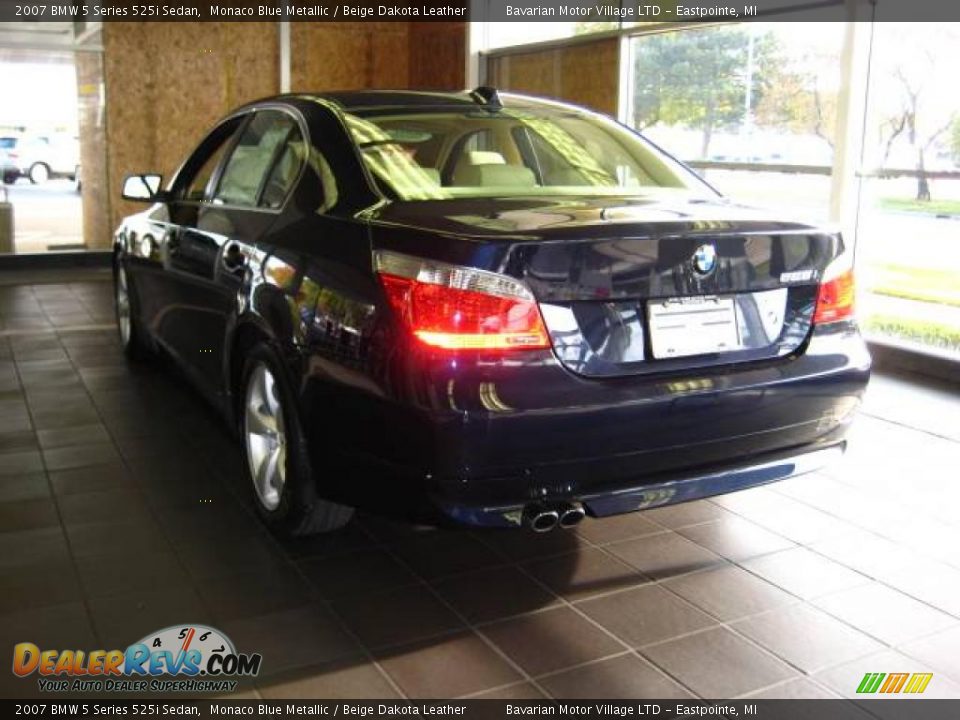 2007 BMW 5 Series 525i Sedan Monaco Blue Metallic / Beige Dakota Leather Photo #3