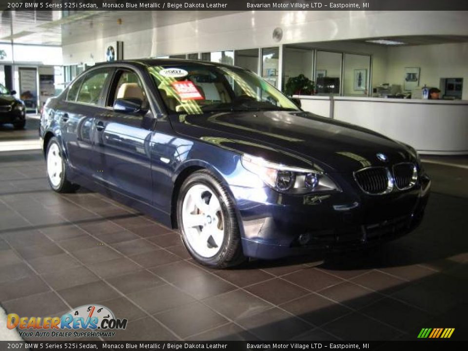 2007 BMW 5 Series 525i Sedan Monaco Blue Metallic / Beige Dakota Leather Photo #6