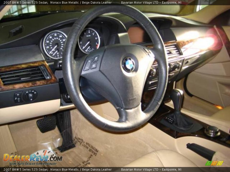 2007 BMW 5 Series 525i Sedan Monaco Blue Metallic / Beige Dakota Leather Photo #11