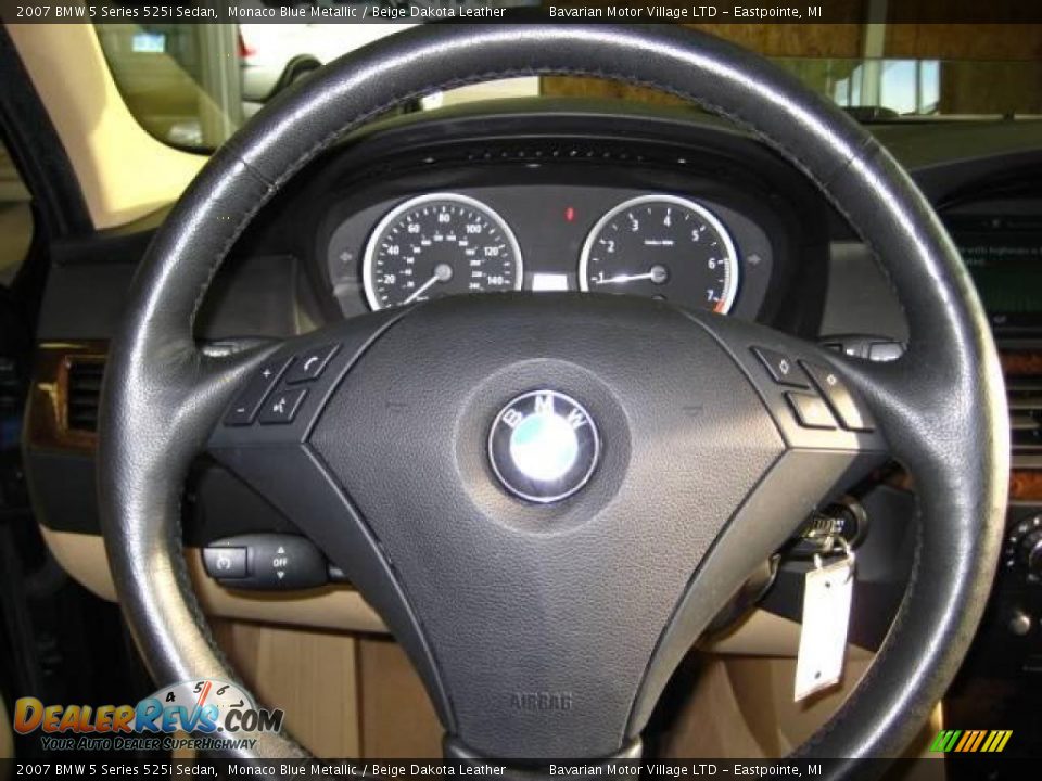 2007 BMW 5 Series 525i Sedan Monaco Blue Metallic / Beige Dakota Leather Photo #20