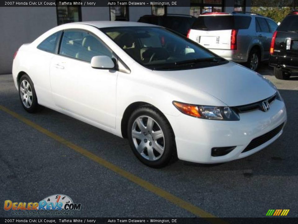 2007 Honda Civic LX Coupe Taffeta White / Ivory Photo #1