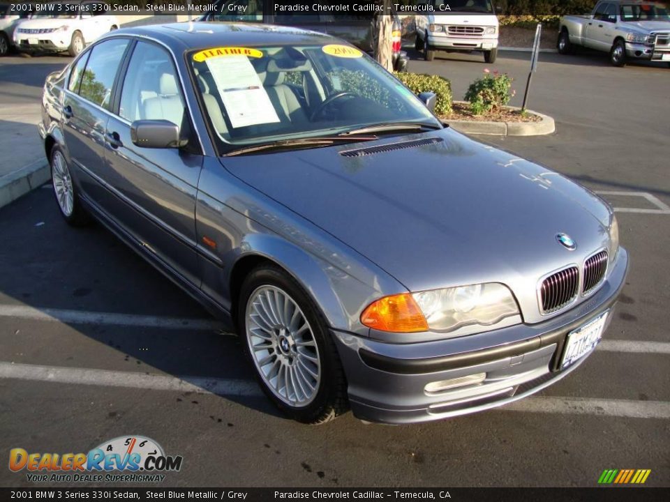 2001 BMW 3 Series 330i Sedan Steel Blue Metallic / Grey Photo #3