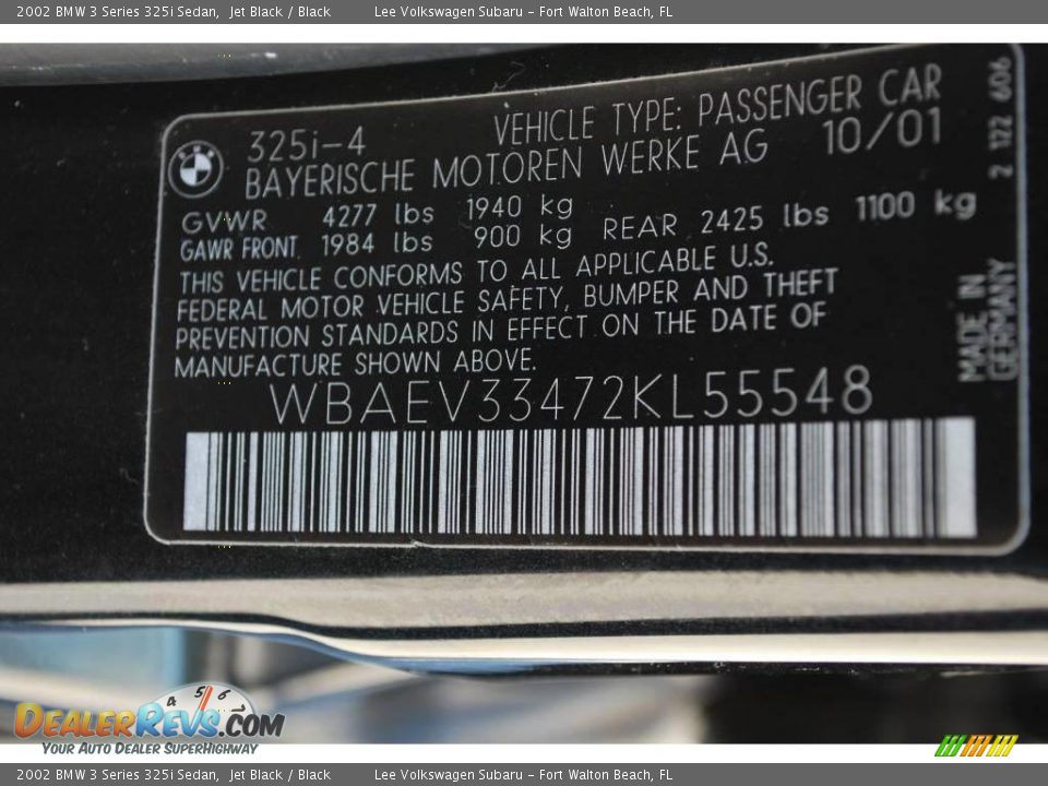 2002 BMW 3 Series 325i Sedan Jet Black / Black Photo #31