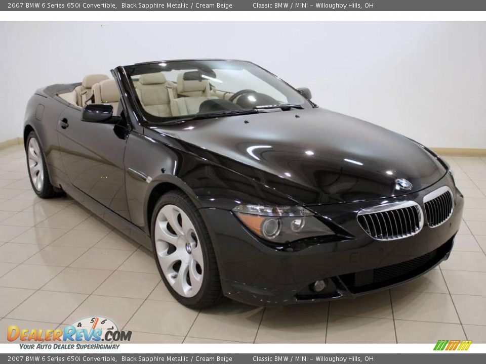 2007 BMW 6 Series 650i Convertible Black Sapphire Metallic / Cream Beige Photo #1