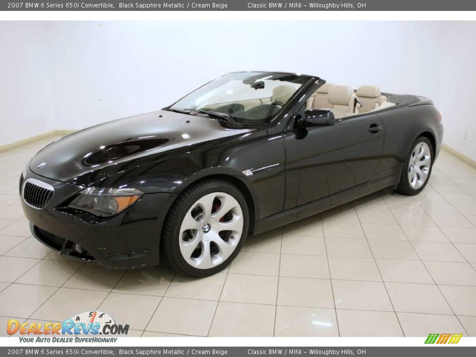 2007 BMW 6 Series 650i Convertible Black Sapphire Metallic / Cream Beige Photo #3