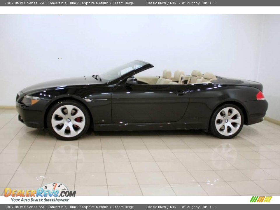 2007 BMW 6 Series 650i Convertible Black Sapphire Metallic / Cream Beige Photo #4