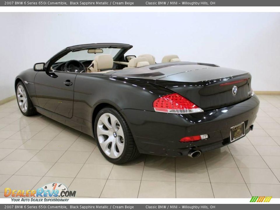 2007 BMW 6 Series 650i Convertible Black Sapphire Metallic / Cream Beige Photo #5