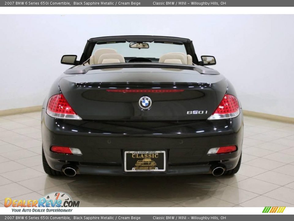 2007 BMW 6 Series 650i Convertible Black Sapphire Metallic / Cream Beige Photo #6