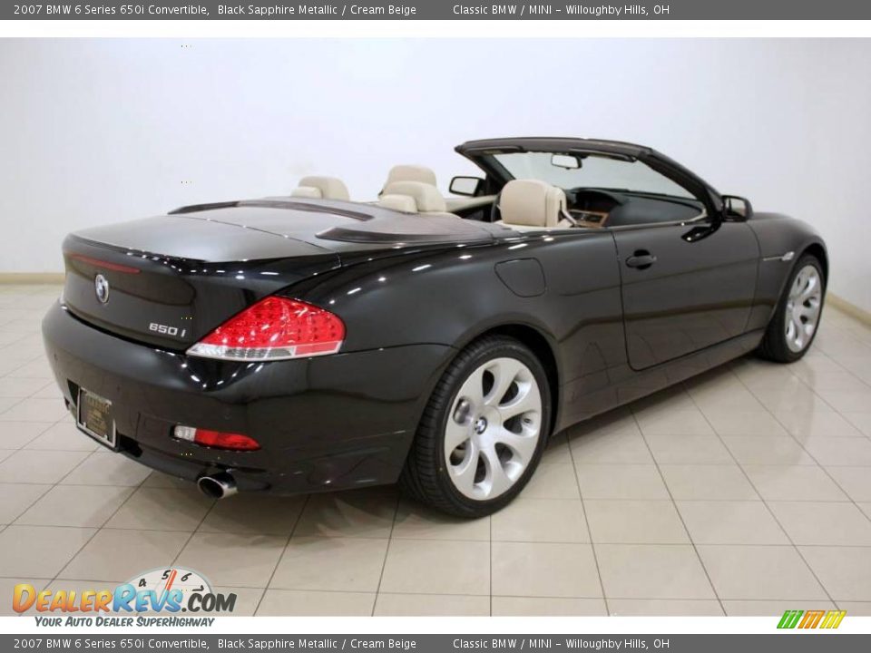 2007 BMW 6 Series 650i Convertible Black Sapphire Metallic / Cream Beige Photo #7