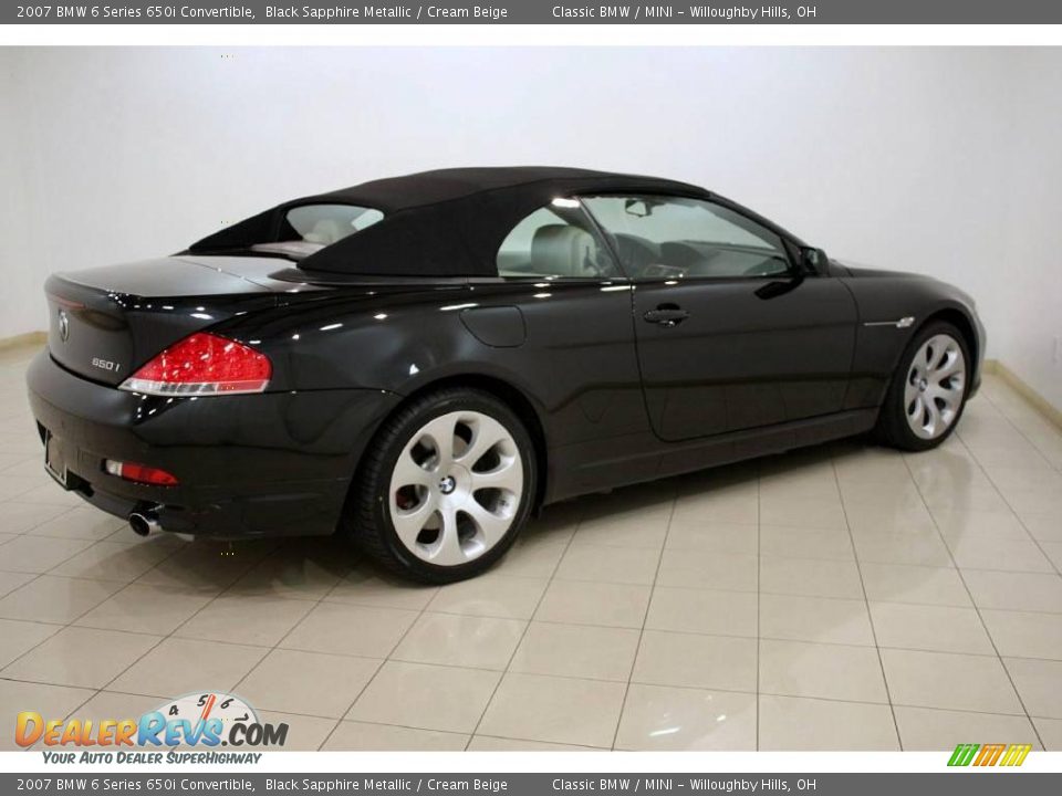 2007 BMW 6 Series 650i Convertible Black Sapphire Metallic / Cream Beige Photo #8