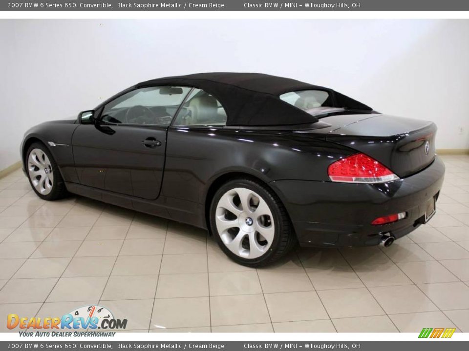 2007 BMW 6 Series 650i Convertible Black Sapphire Metallic / Cream Beige Photo #9