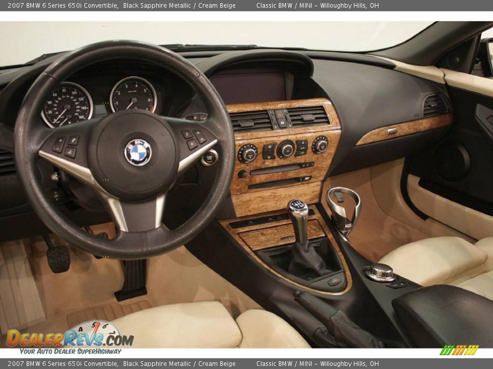2007 BMW 6 Series 650i Convertible Black Sapphire Metallic / Cream Beige Photo #12