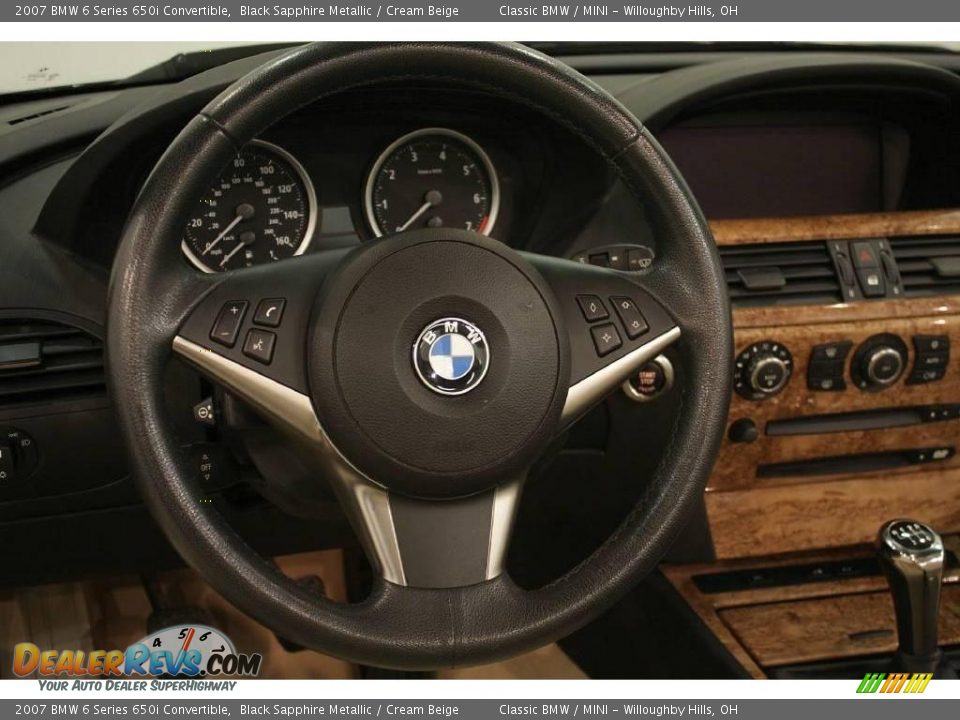 2007 BMW 6 Series 650i Convertible Black Sapphire Metallic / Cream Beige Photo #13