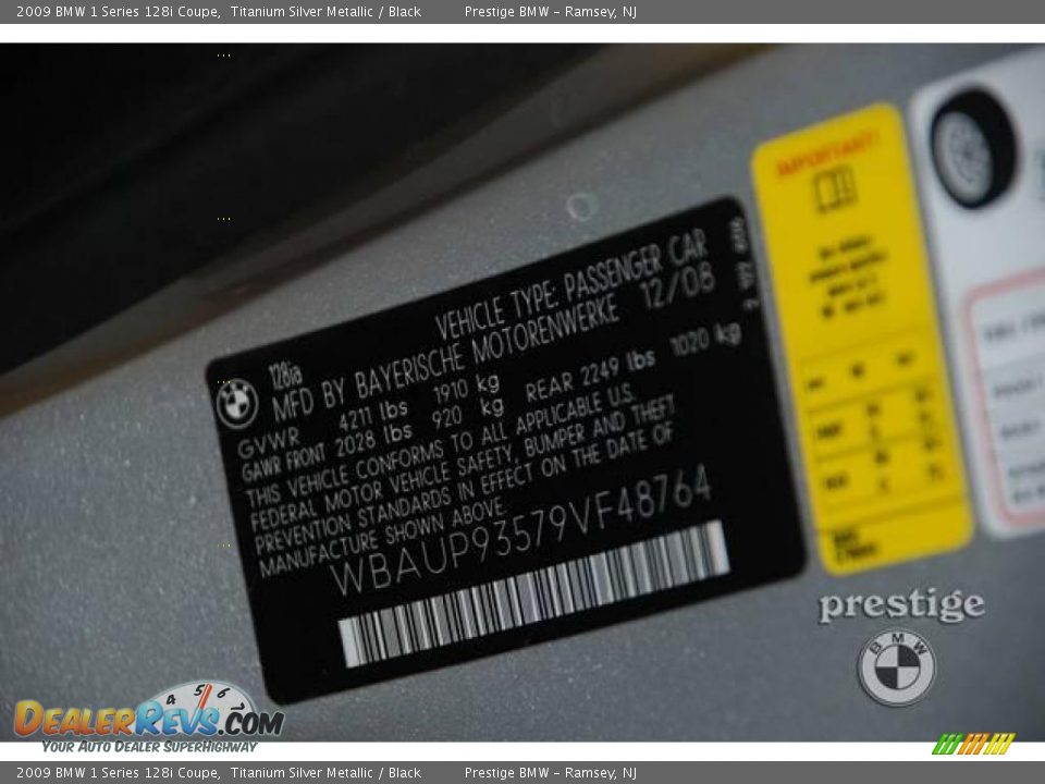 2009 BMW 1 Series 128i Coupe Titanium Silver Metallic / Black Photo #6