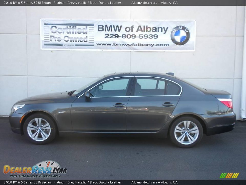 2010 BMW 5 Series 528i Sedan Platinum Grey Metallic / Black Dakota Leather Photo #1
