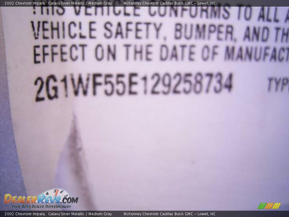 2002 Chevrolet Impala Galaxy Silver Metallic / Medium Gray Photo #10