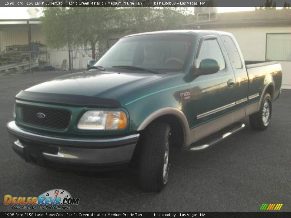 1998 Ford F150 Lariat SuperCab Pacific Green Metallic / Medium Prairie Tan Photo #2