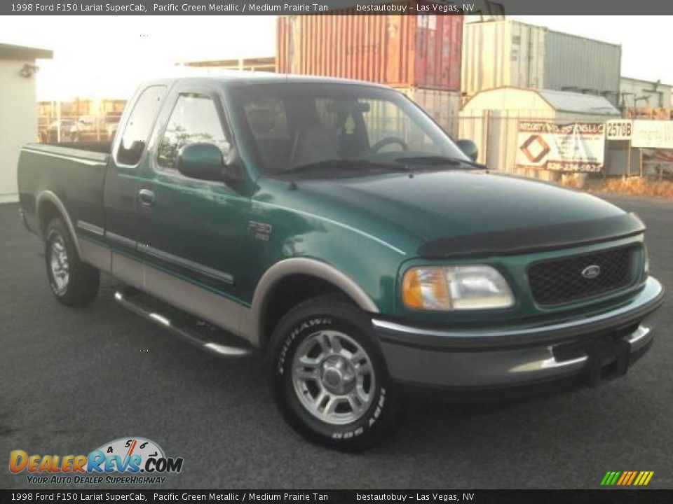 1998 Ford F150 Lariat SuperCab Pacific Green Metallic / Medium Prairie Tan Photo #4