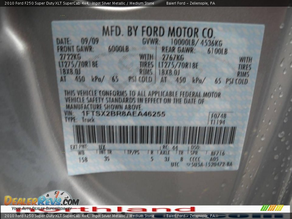 2010 Ford F250 Super Duty XLT SuperCab 4x4 Ingot Silver Metallic / Medium Stone Photo #12