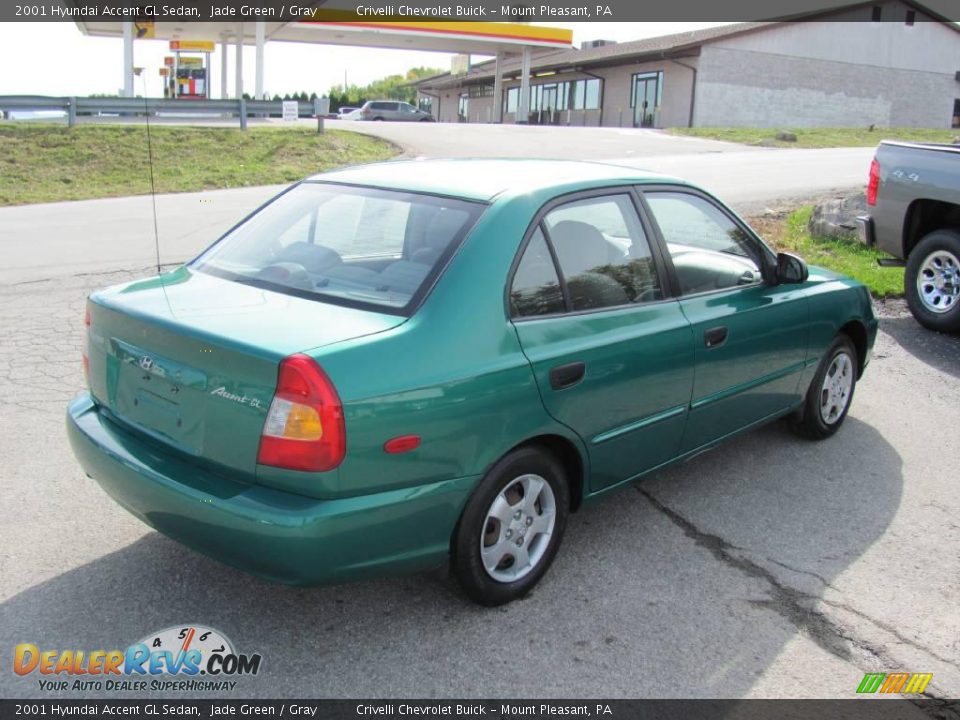 2001 Hyundai Accent GL Sedan Jade Green / Gray Photo #7