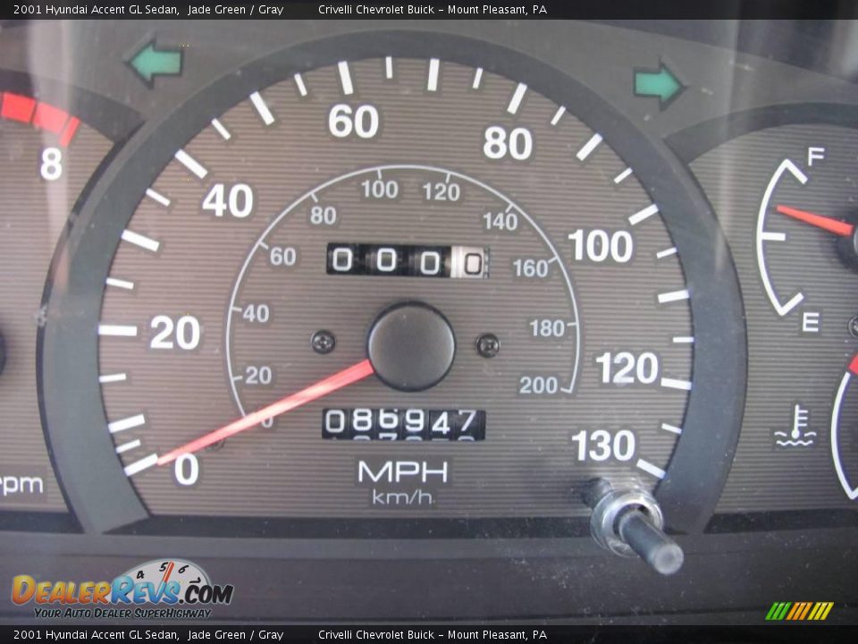 2001 Hyundai Accent GL Sedan Jade Green / Gray Photo #25