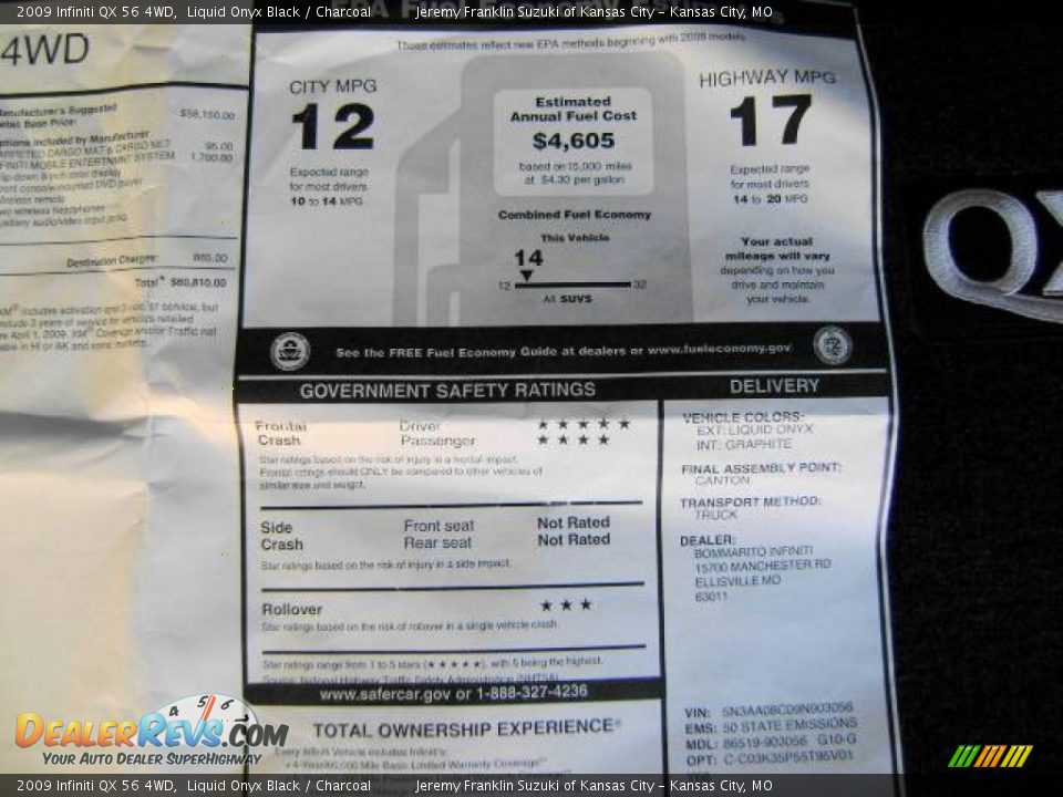 2009 Infiniti QX 56 4WD Liquid Onyx Black / Charcoal Photo #34