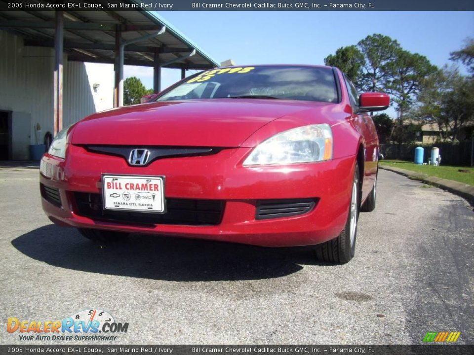 2005 Honda Accord EX-L Coupe San Marino Red / Ivory Photo #3