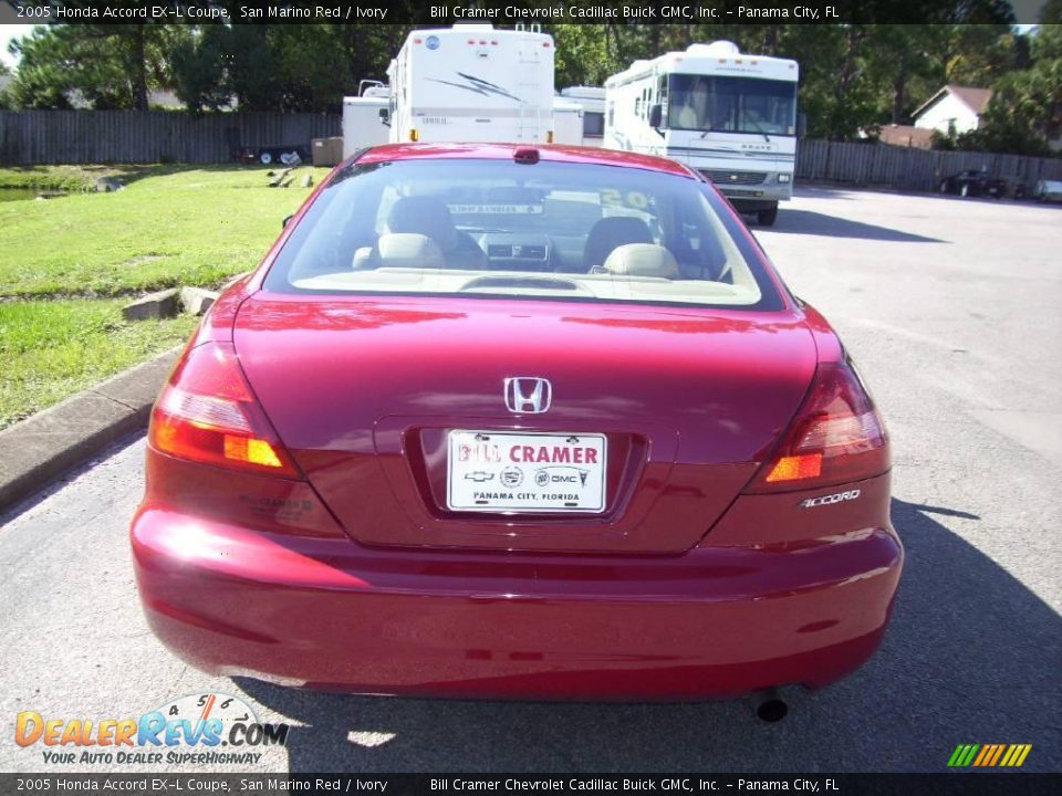 2005 Honda Accord EX-L Coupe San Marino Red / Ivory Photo #4