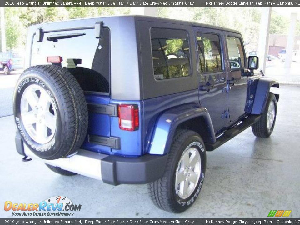 2010 Jeep Wrangler Unlimited Sahara 4x4 Deep Water Blue Pearl / Dark Slate Gray/Medium Slate Gray Photo #3