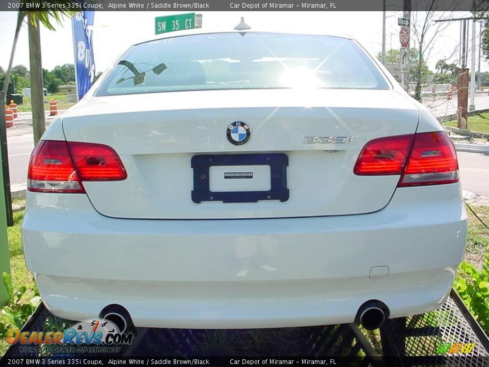 2007 BMW 3 Series 335i Coupe Alpine White / Saddle Brown/Black Photo #6