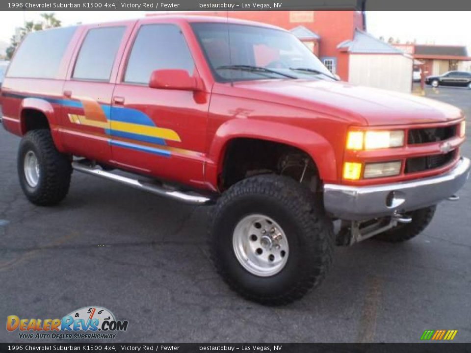 1996 Chevrolet Suburban K1500 4x4 Victory Red / Pewter Photo #13