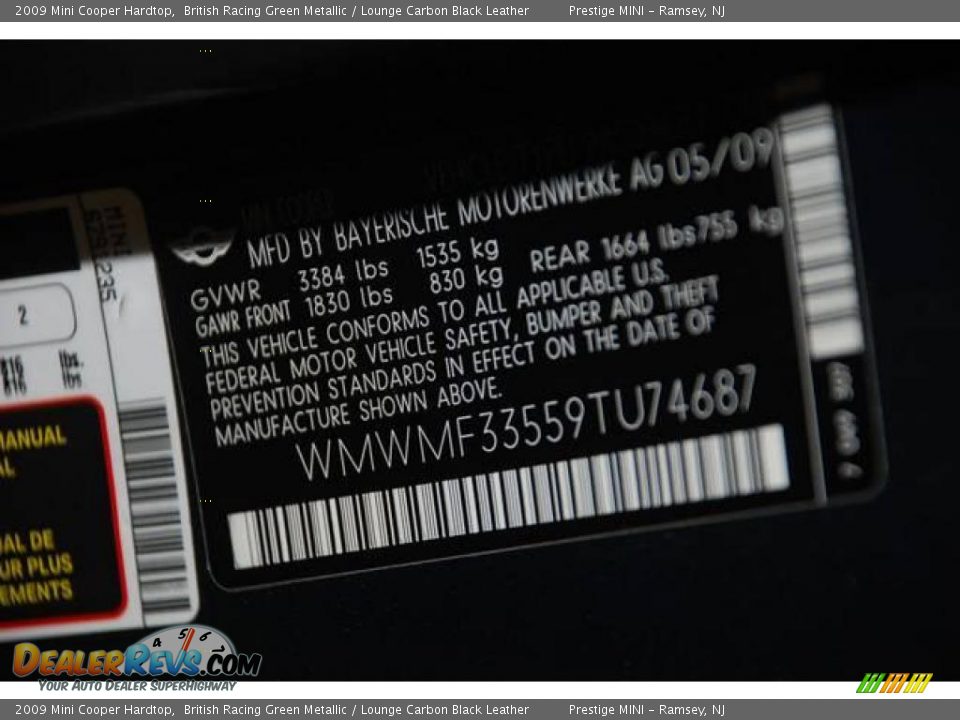 2009 Mini Cooper Hardtop British Racing Green Metallic / Lounge Carbon Black Leather Photo #6