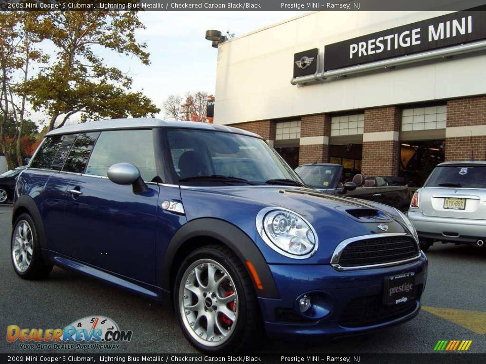 2009 Mini Cooper S Clubman Lightning Blue Metallic / Checkered Carbon Black/Black Photo #1