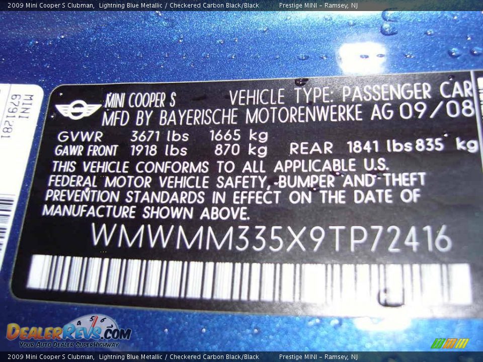 2009 Mini Cooper S Clubman Lightning Blue Metallic / Checkered Carbon Black/Black Photo #7