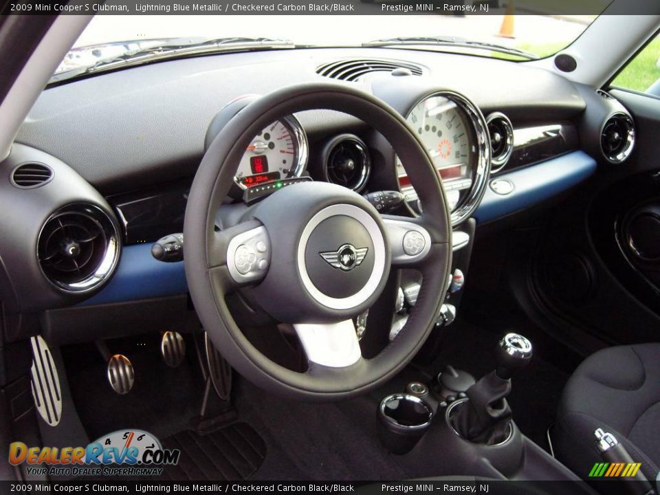 2009 Mini Cooper S Clubman Lightning Blue Metallic / Checkered Carbon Black/Black Photo #9