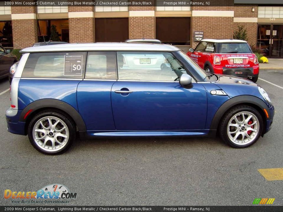 2009 Mini Cooper S Clubman Lightning Blue Metallic / Checkered Carbon Black/Black Photo #21