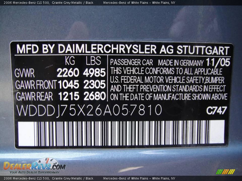 2006 Mercedes-Benz CLS 500 Granite Grey Metallic / Black Photo #20