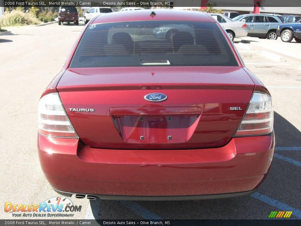 2008 Ford Taurus SEL Merlot Metallic / Camel Photo #7