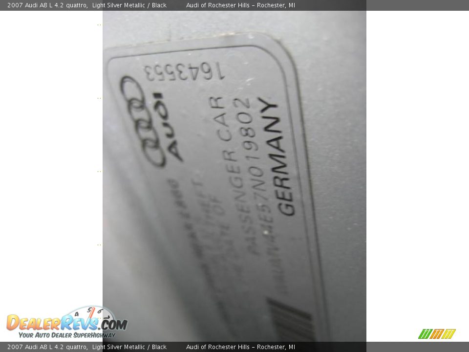 2007 Audi A8 L 4.2 quattro Light Silver Metallic / Black Photo #24