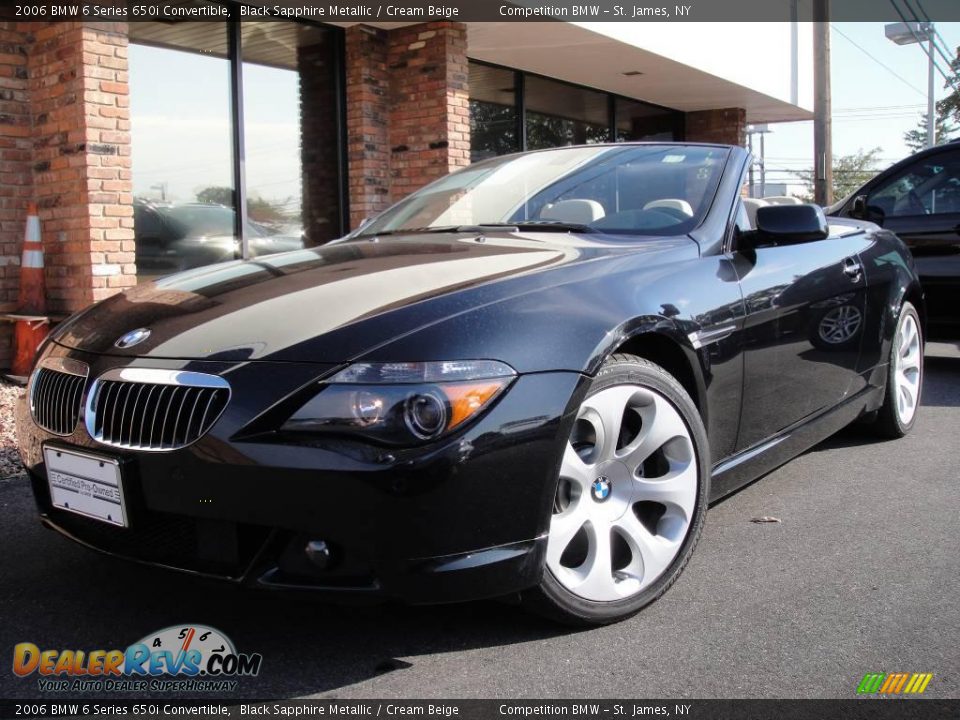 2006 BMW 6 Series 650i Convertible Black Sapphire Metallic / Cream Beige Photo #1